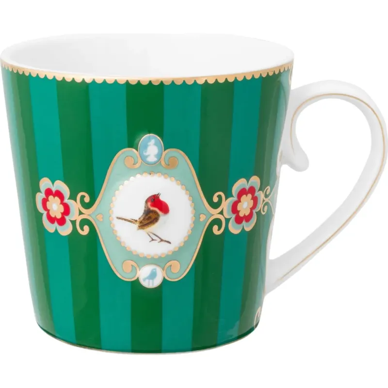 Love Birds - Tazza Grande a Righe,Verde Prezzo Ridotto