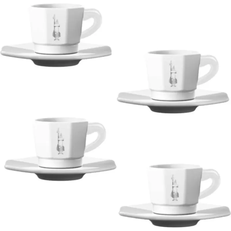 Soddisfatti O Rimborsati Tazzine Espresso Ottagonali - Set da 4,Bianco / argento