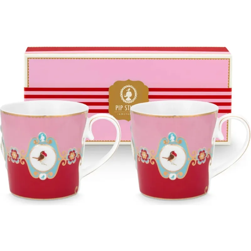 Love Birds - Set di Tazze,Rosso/Rosa Saldi