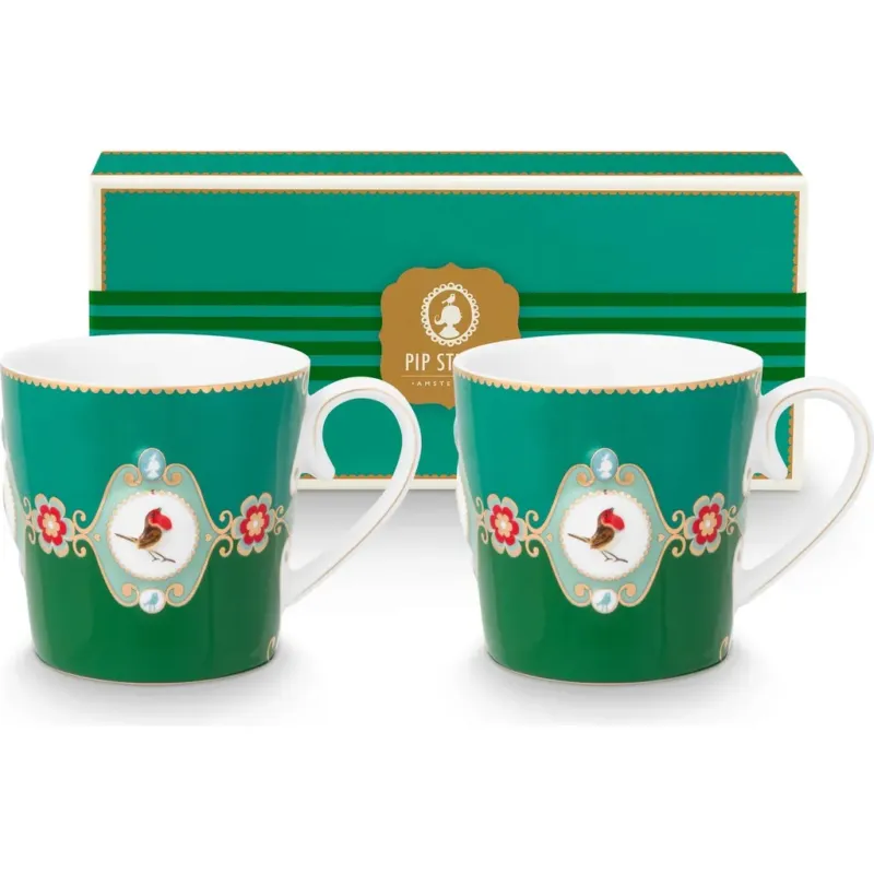 Promo Stagionale Love Birds - Set di Tazze,Verde smeraldo