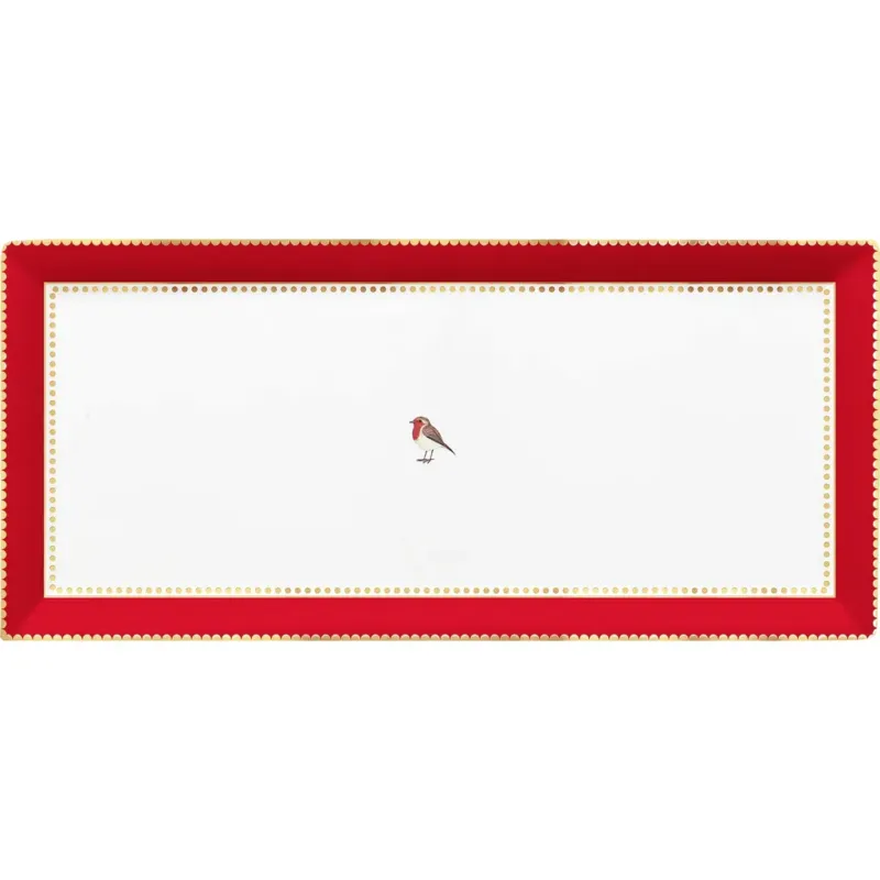 Love Birds - Piatto da Torta Rettangolare 33,3 x 15,5 cm,Rosso Offerta Limitata
