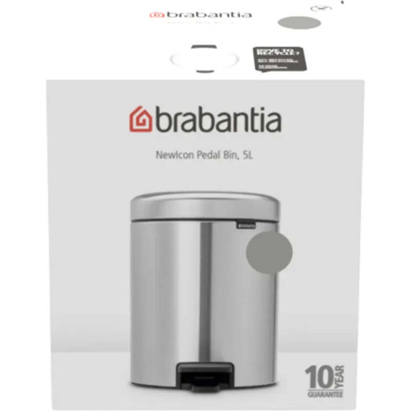 NewIcon - Pattumiera a Pedale 5 L con Inserto in Plastica,Soft Grey Subito Disponibile