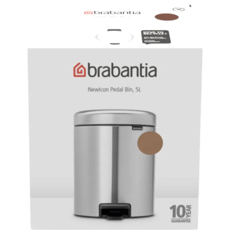 NewIcon - Pattumiera a Pedale 5 L con Inserto in Plastica,Warm Bronze Compra Adesso