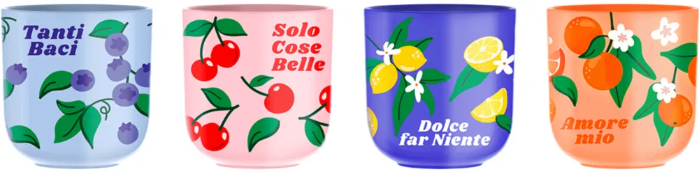 Promozione Mercato della Frutta - Set di 4 Bicchierini - Frutti Misti