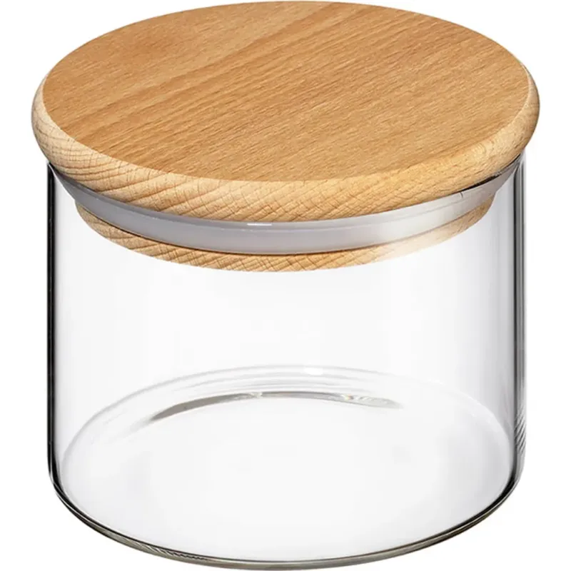 Quantità Limitata Contenitore in Vetro con Coperchio in Legno,350 ml