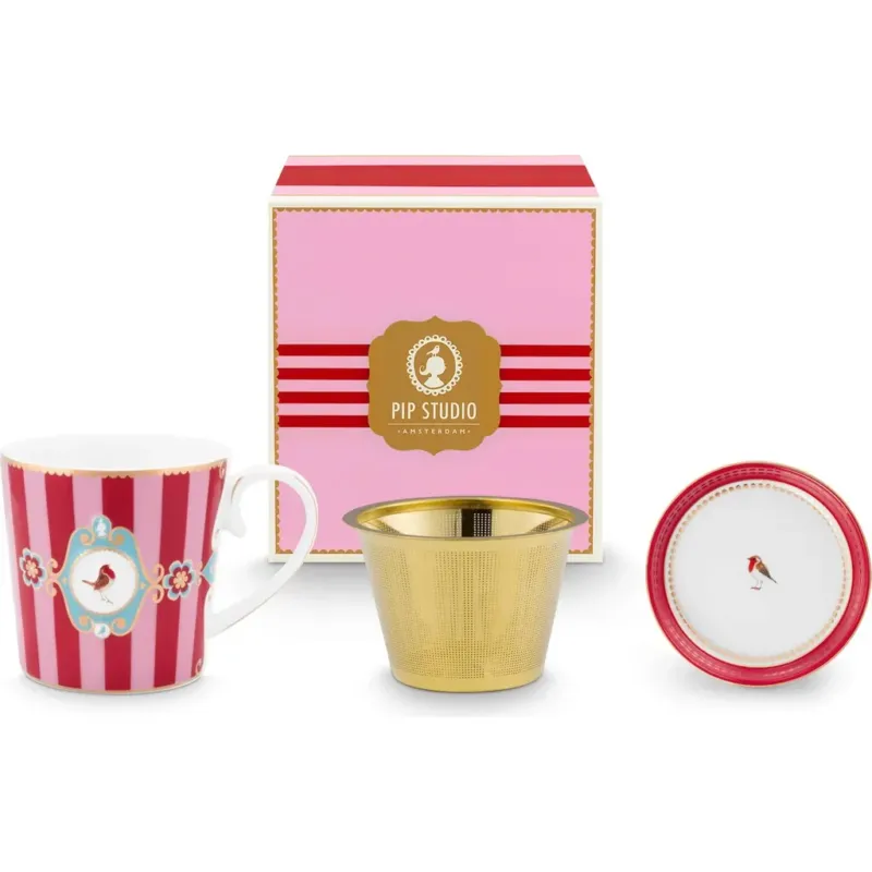 Ultimissimo Modello Love Birds - Tea for One,Rosso a righe