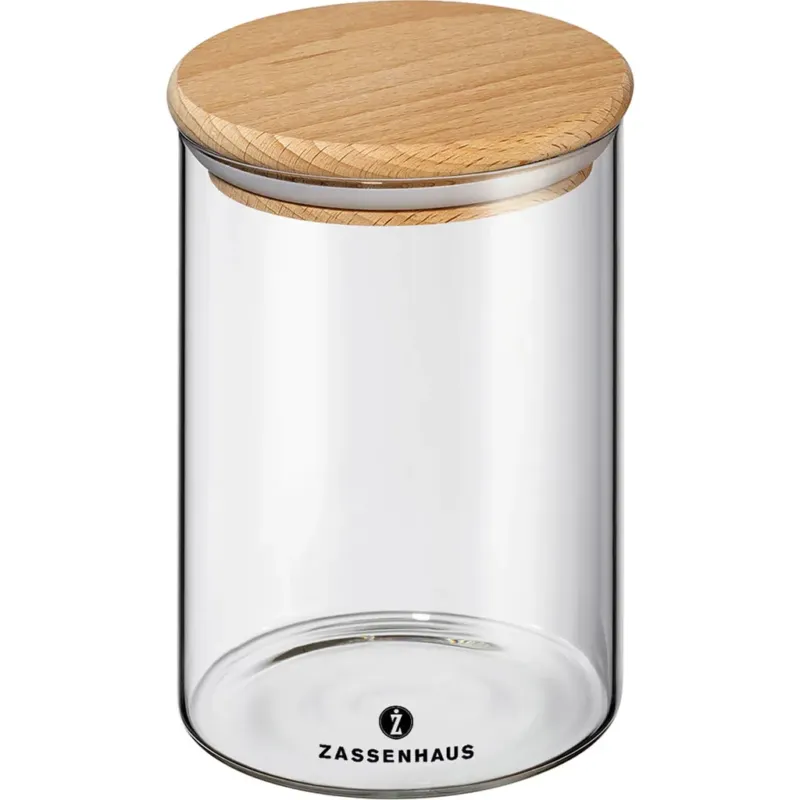 Contenitore in Vetro con Coperchio in Legno,850 ml Quantità Limitata