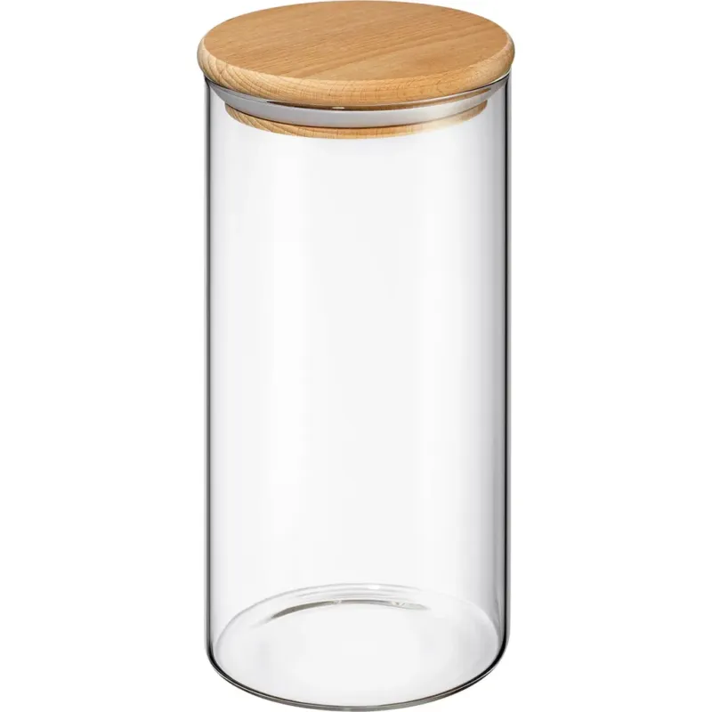 Novità Contenitore in Vetro con Coperchio in Legno,1300 ml