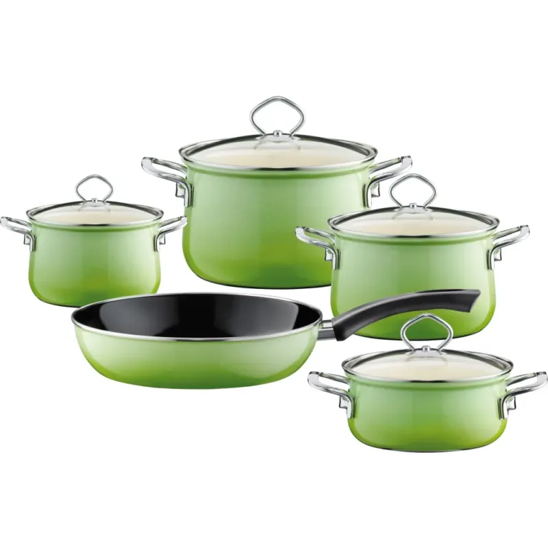 Affare Nouvelle Set di Pentole Smaltate - 5 Pezzi,Smeraldo
