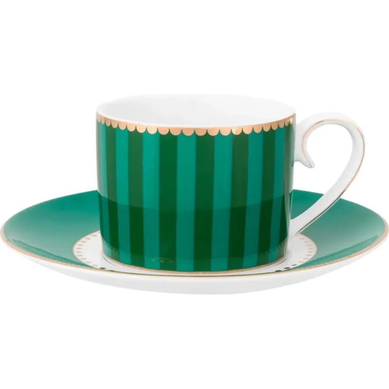 Compra Online Love Birds - Tazzina con Piattino a Righe,Verde