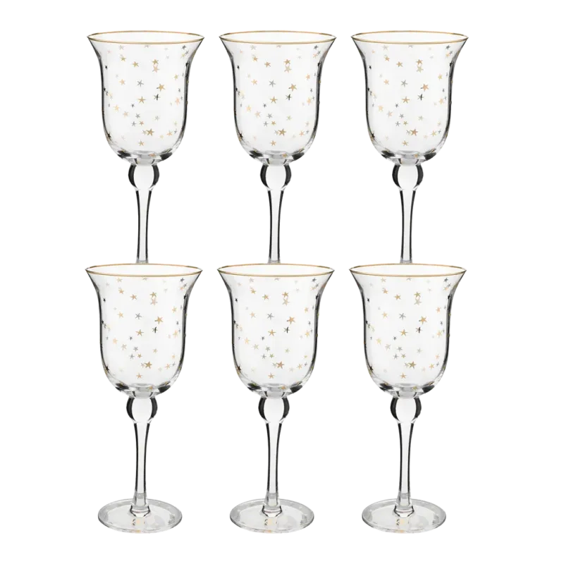 Nuova Collezione Stars - Calice Vino Gold,6 pezzi