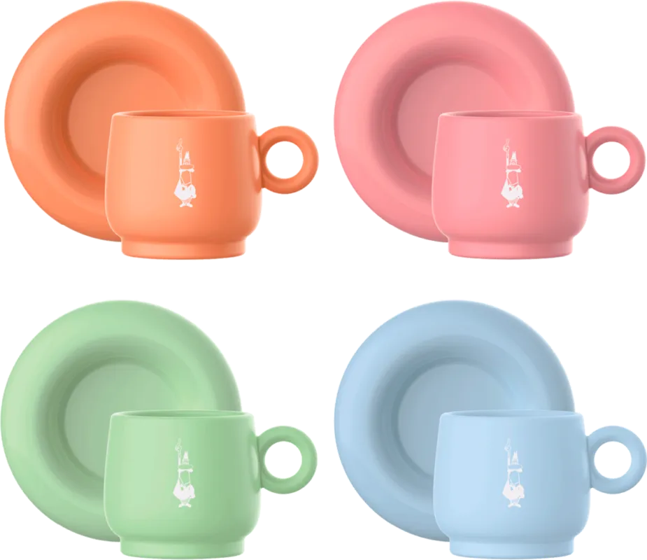 Mercato della Frutta - Set di 4 Tazzine Espresso con Piattino - Colori Misti Bestseller