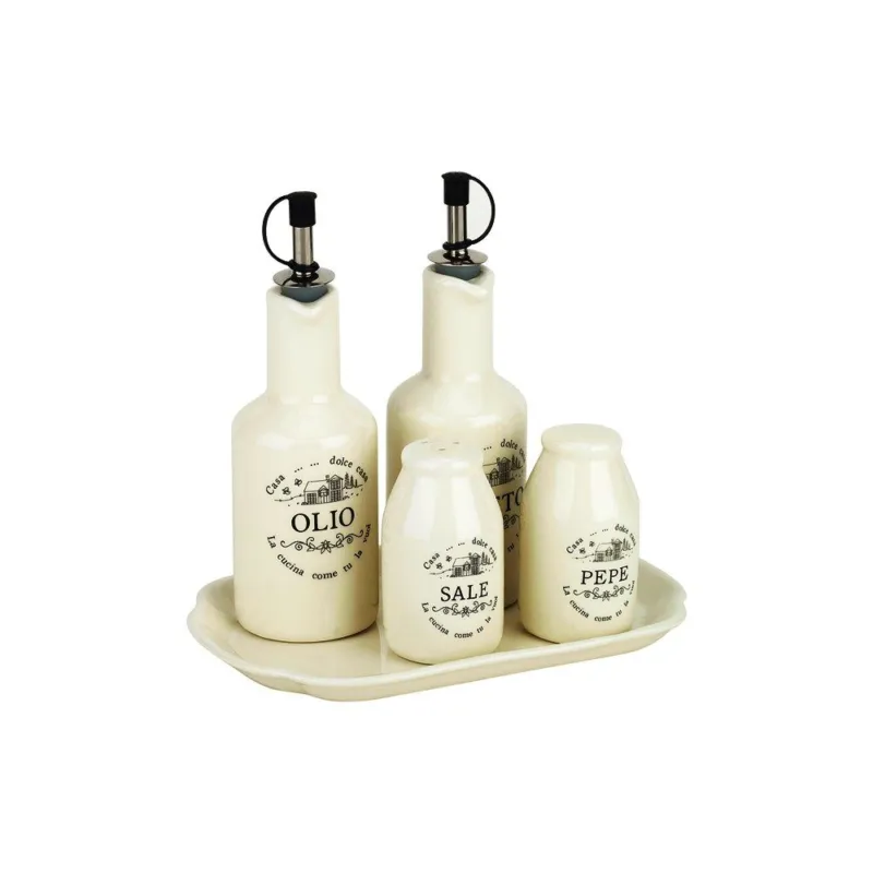 Pagamento Sicuro SET OLIO/ACETO/PEPE/SALE Ceramica Bianco