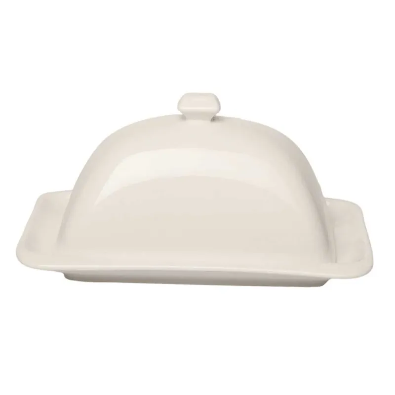 Offerta Del Giorno Burriera con coperchio cm 17 Bianco Porcellana Bianco