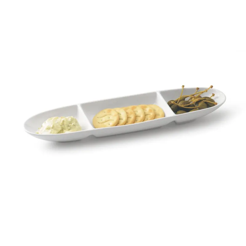 Soddisfatti O Rimborsati Antipastiera ovale 3 sc. 36x9 Bianco Porcellana Bianco