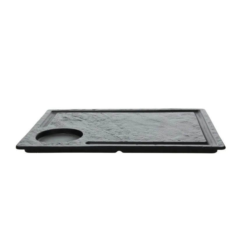 Economico Piatto bistecca rettangolare 33x24 Black Porcellana Nero