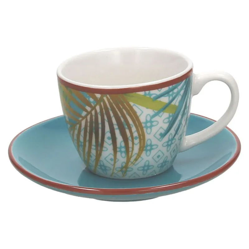 Confezione 6 tazzine caffè con piattino Jungle New Bone China Multicolor Offerta Lampo