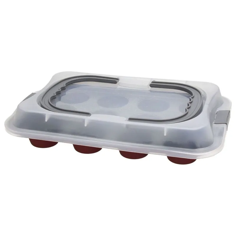 Bestseller Stampo muffin 12 cups cm 6 con coperchio Acciaio al carbonio Rosso