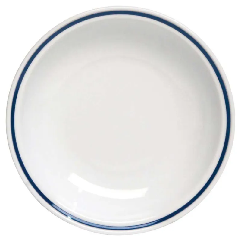 Piatto fondo Porcellana Bianco con cornice blu 21 cm Porcellana Subito Disponibile