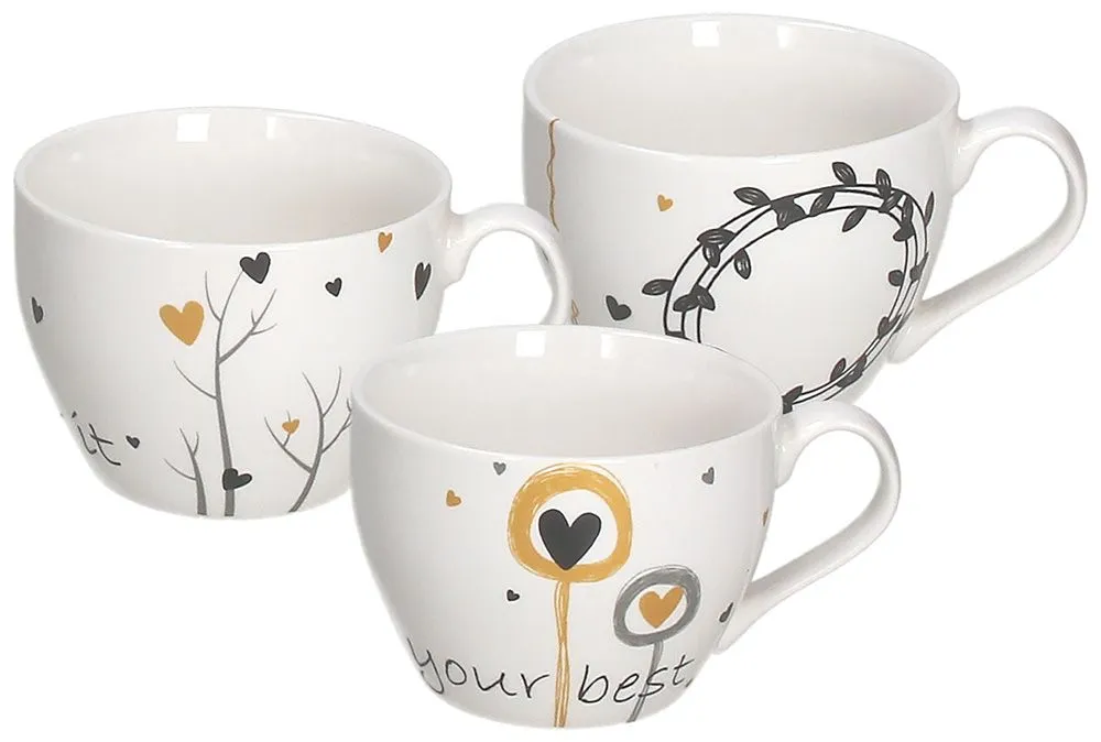 Ultime Pezzi Tazza colazione senza piatto 400 cc Goldy New Bone China Multicolor