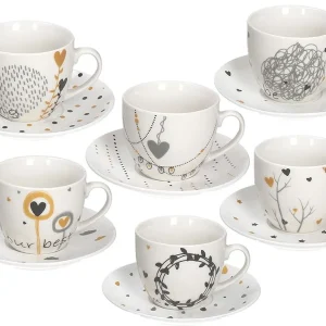 Prezzo Conveniente Confezione 6 tazze tè con piattino Goldy New Bone China Multicolor