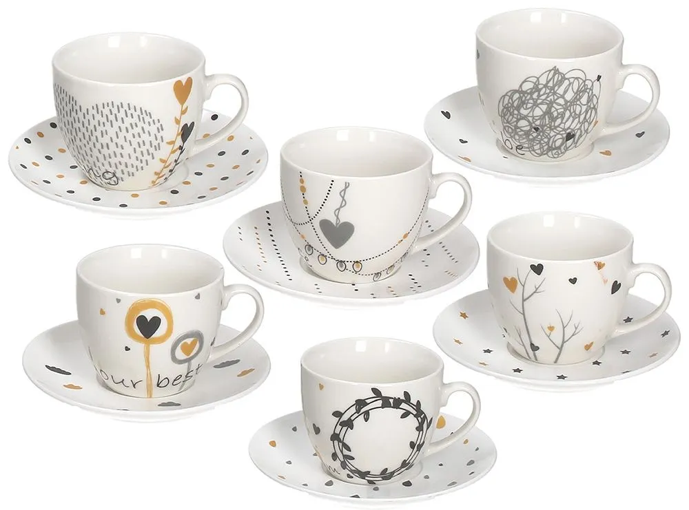 Prezzo Conveniente Confezione 6 tazze tè con piattino Goldy New Bone China Multicolor
