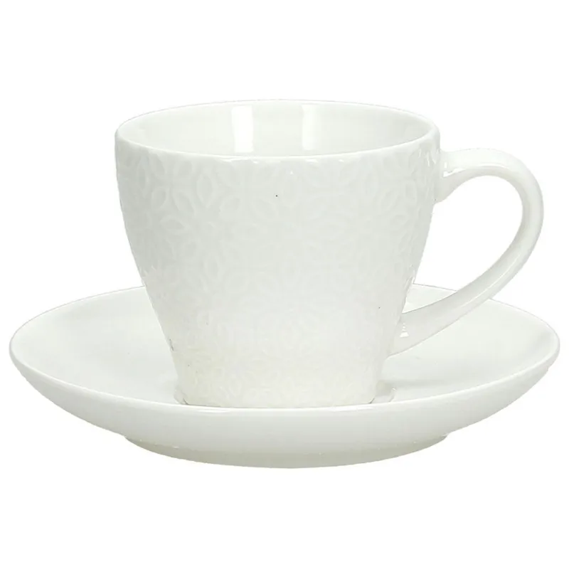 Confezione 6 tazze tè con piatto Margaret New Bone China Bianco Reso Gratuito