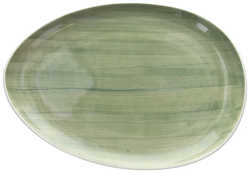Ovale piano 36 cm Porcellana Verde Soddisfatti O Rimborsati