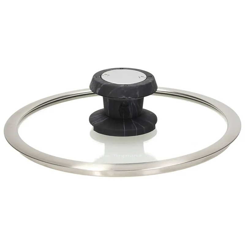Promozione Coperchio trasparente bordo acciaio 24 cm Vetro Trasparente