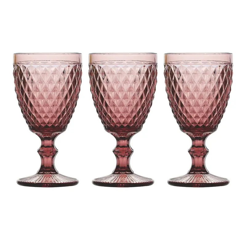 Confezione 3 calici 300 cc Ciclamino Vetro Rosa Offerta Limitata