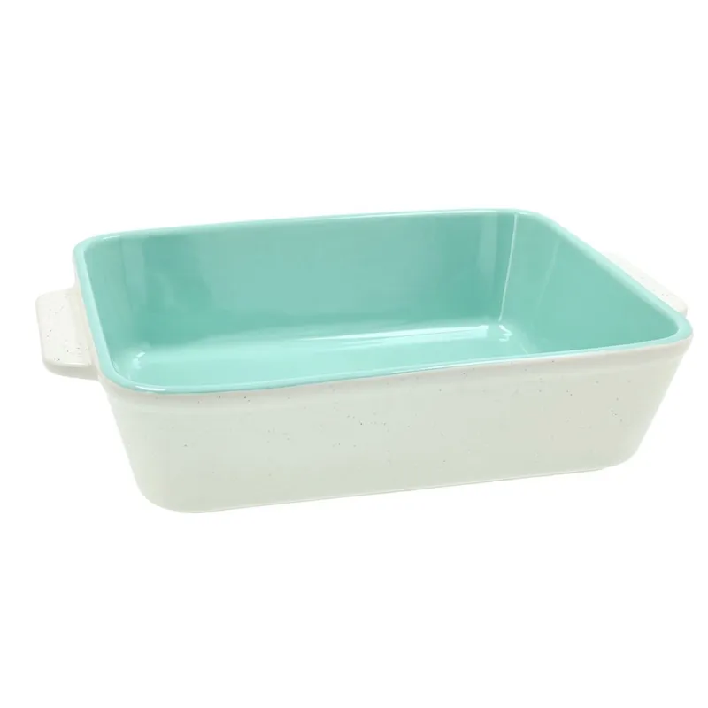 Esclusivo Pirofila rettangolare con manici 24 x 16 x h 6 cm Pepper Bamboo Stoneware Azzurro