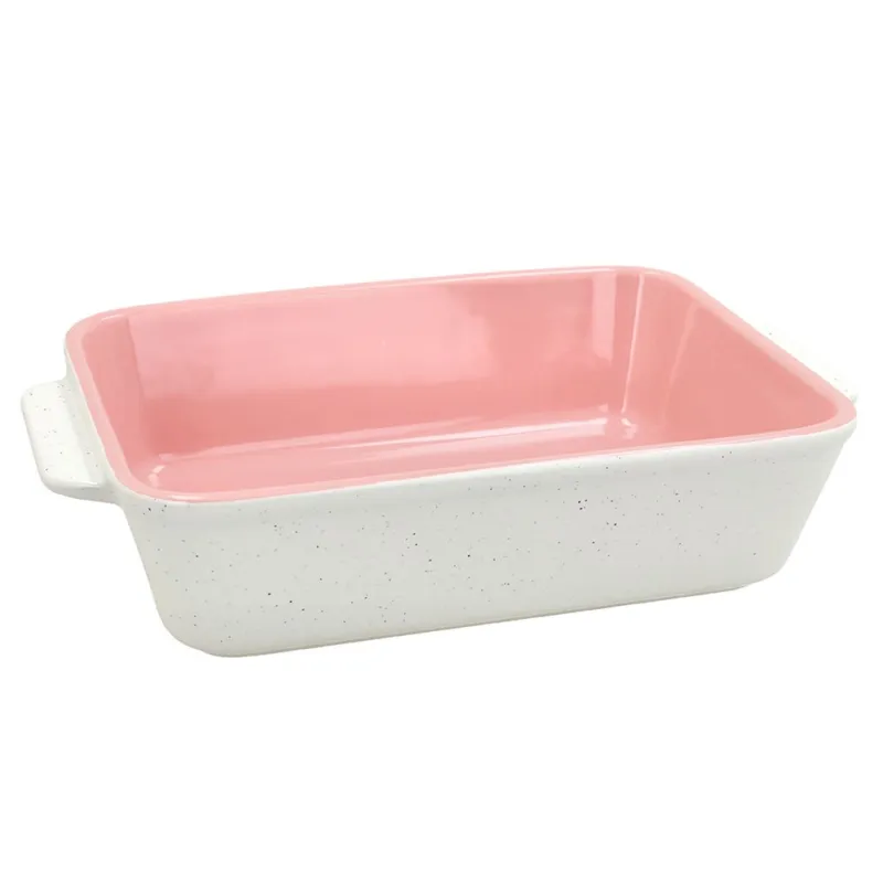 Pirofila rettangolare con manici 27 x 17 x h 6,5 cm Pepper Bamboo Stoneware Rosa Vendita Finale