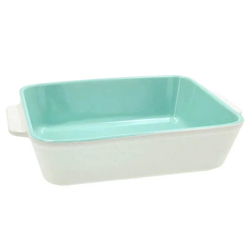 Pirofila rettangolare con manici 27 x 17 x h 6,5 cm Pepper Bamboo Stoneware Azzurro Ultima Occasione
