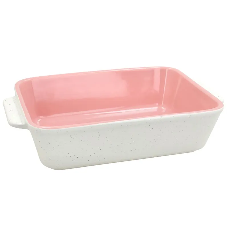 Ultima Occasione Pirofila rettangolare con manici 35 x 24 x h 8 cm Pepper Bamboo Stoneware Rosa