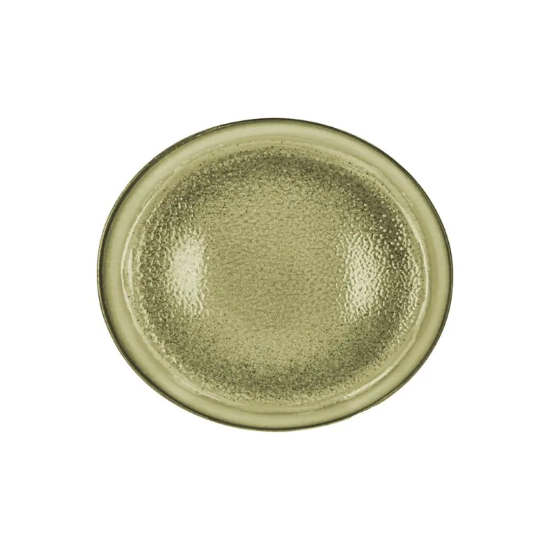 Popolare Ovale piano 32 cm Taupe Porcellana Verde