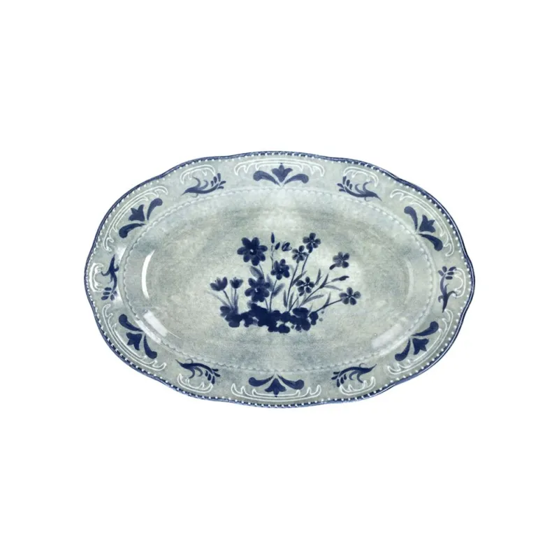 Ovale piano 31 x 21 cm Gray Flowers Porcellana Blu Prezzo Di Fabbrica