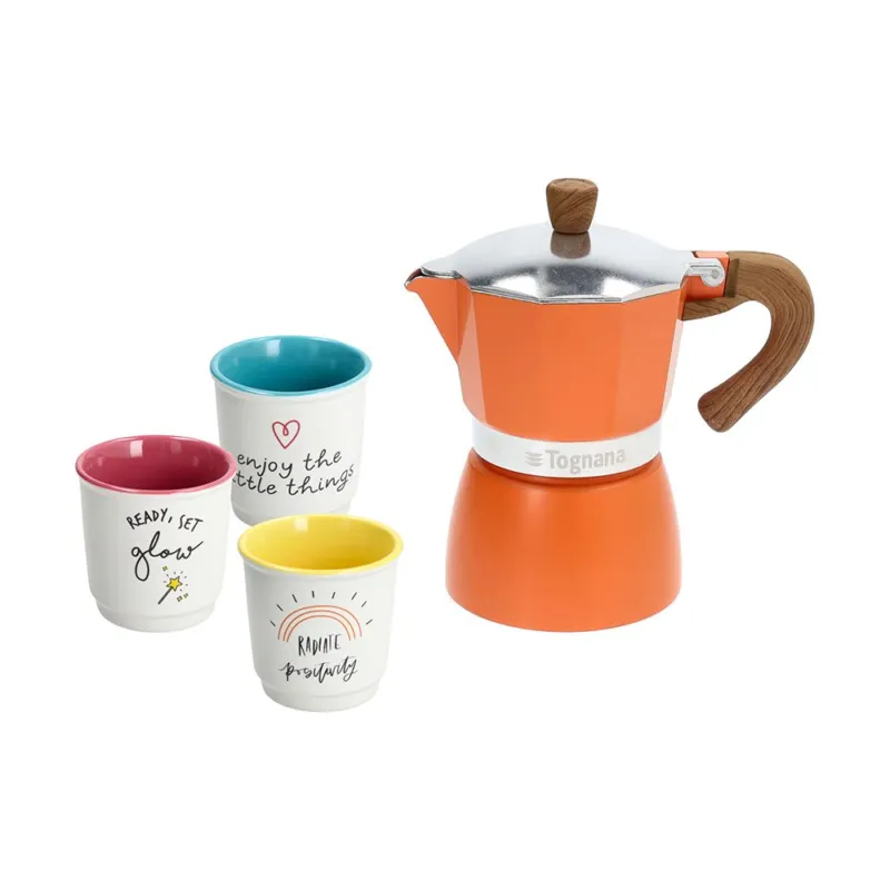 Set caffè 4 pezzi ColorBlock New Bone China Multicolor Popolare