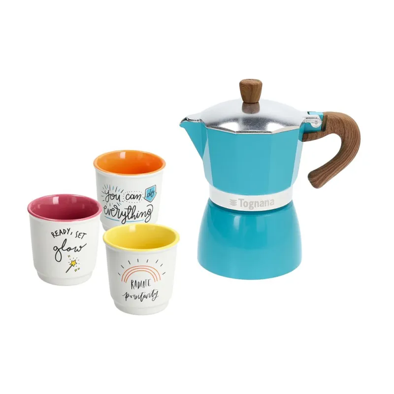 Set caffè 4 pezzi ColorBlock New Bone China Multicolor Offerta Lampo