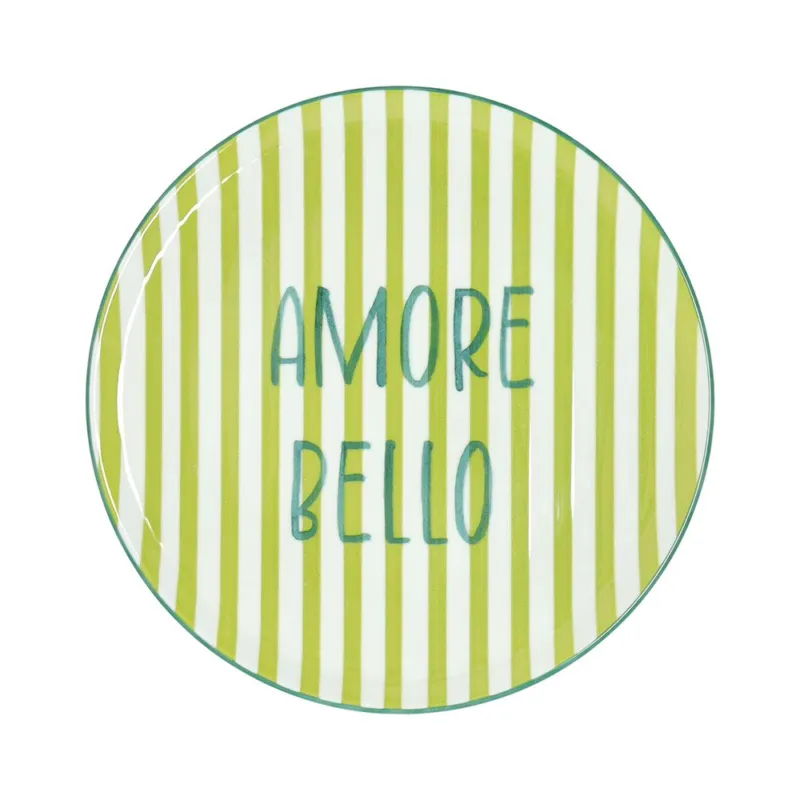 Rotondo pizza 33 cm Amore Bello Porcellana Verde Professionale