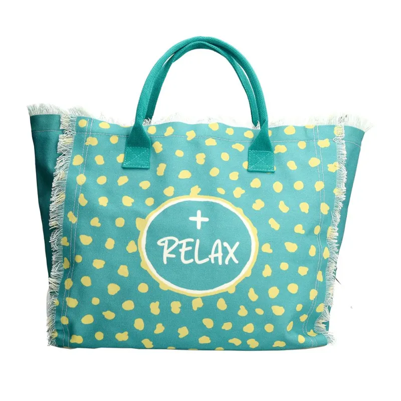 Borsa mare 36 x 22 cm Good Vibes Poliestere Verde Prezzo Di Fabbrica