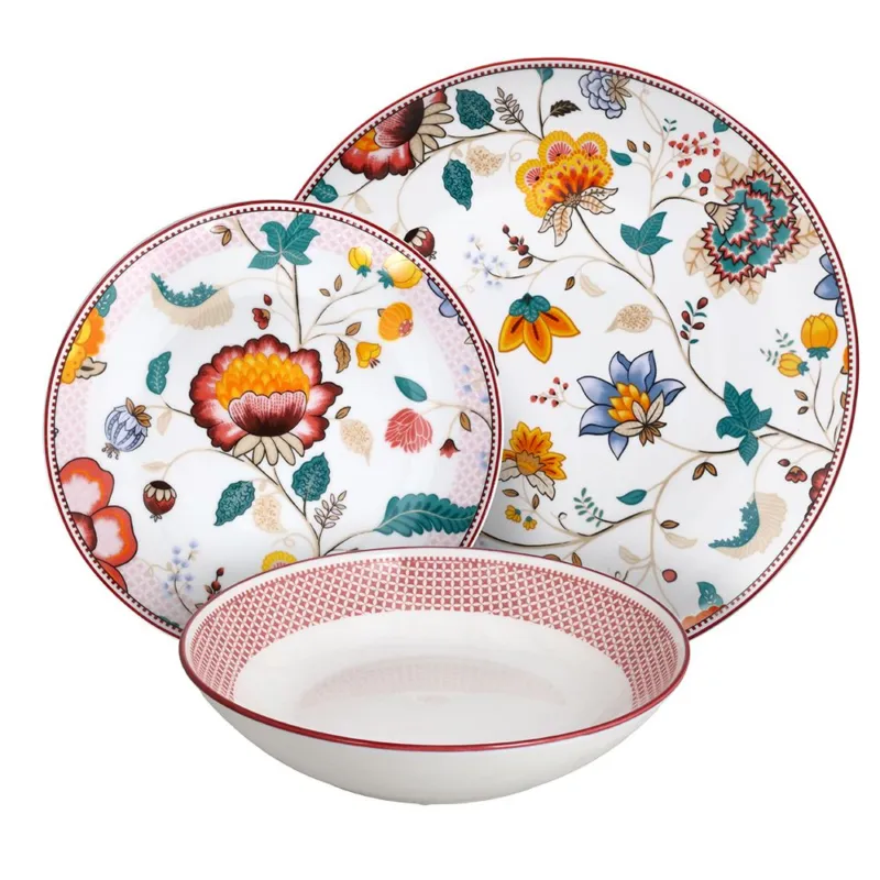 Servizio piatti 18 pezzi Kimono Porcellana Multicolor Ultime Pezzi