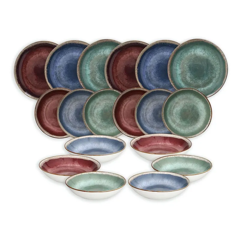 Nuova Collezione Servizio piatti 18 pezzi Ibiza Porcellana Multicolor