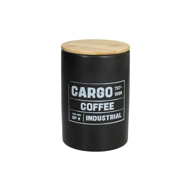 Barattolo caffè con coperchio in bambù 700 cc Cargo Ceramica Nero Spedizione Espresso