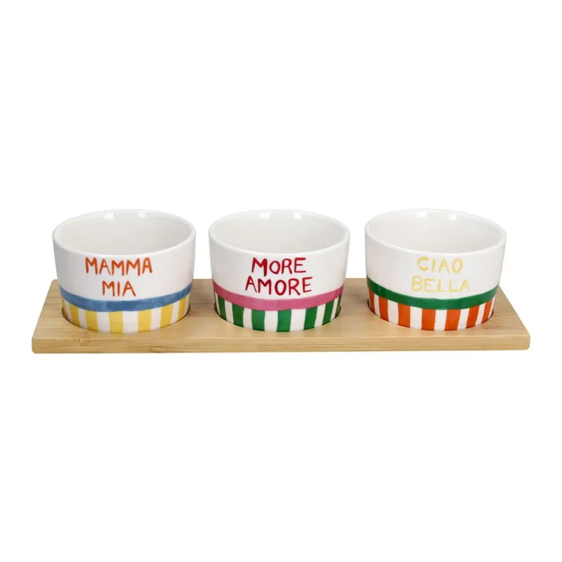 Set 3 Coppette 200 cc Viva L‘Italia New Bone China Multicolor Prezzo Ridotto
