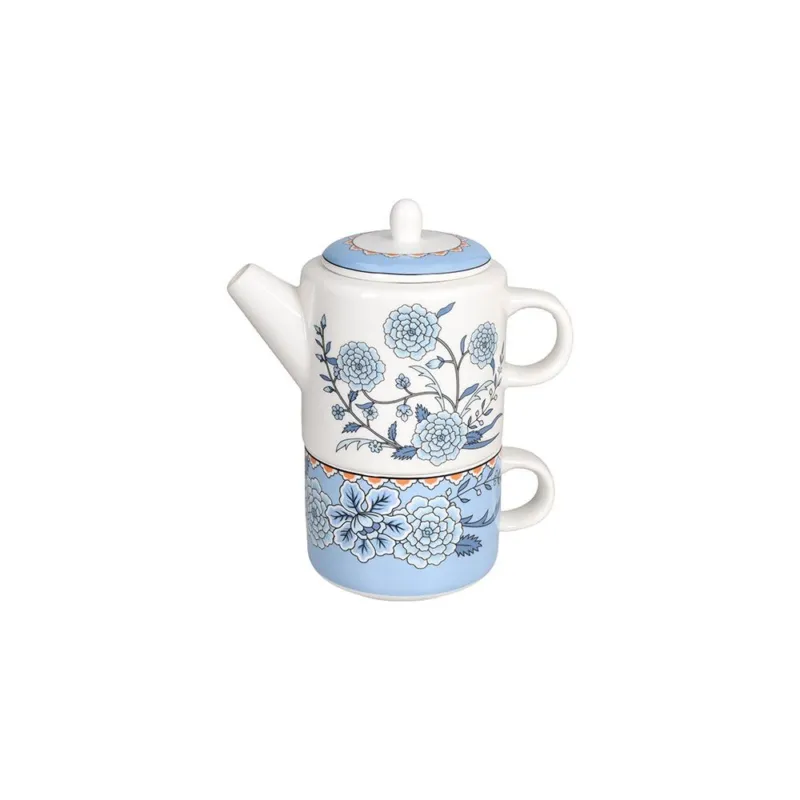 Tazza con teiera per uno 400 cc Heritage New Bone China Azzurro Prezzo Basso