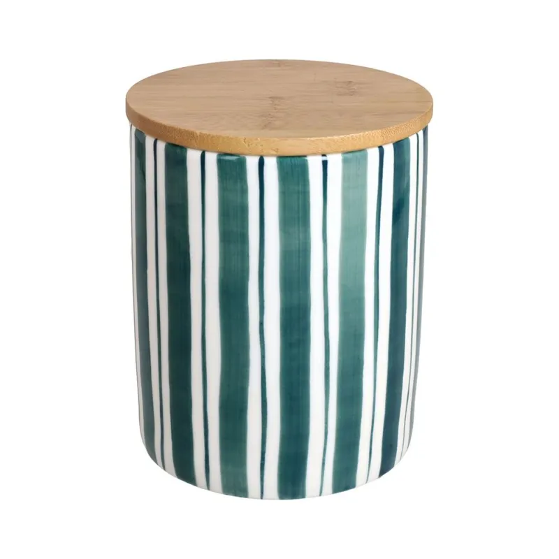 Barattolo con coperchio 1100 cc Stripes New Bone China Verde A Buon Prezzo