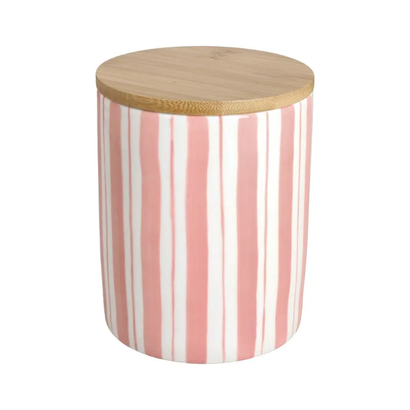 Soddisfatti O Rimborsati Barattolo con coperchio 1100 cc Stripes New Bone China Rosa