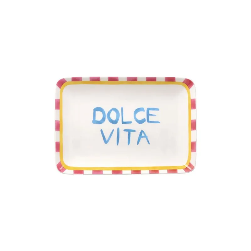 Piatto rettangolare 23 x 16 cm Viva L‘Italia New Bone China Multicolor Consegna Rapida