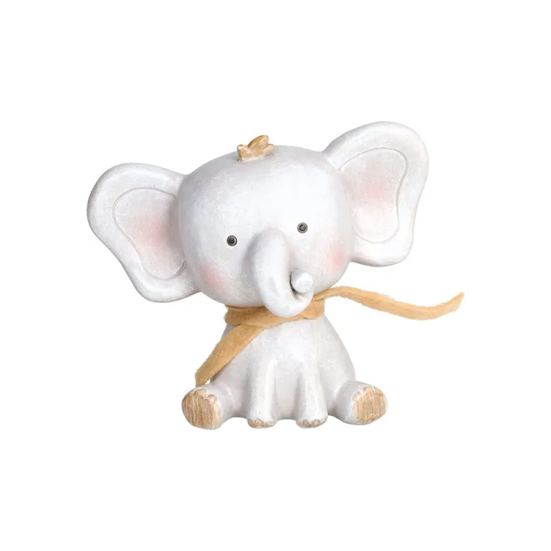 Statua Elefante h 11 cm Cute Poliresina Bianco Esclusivo
