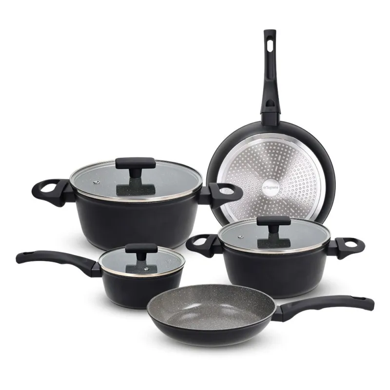 Batteria 8 pezzi Ceramic Stone Alluminio Nero Offerta Limitata